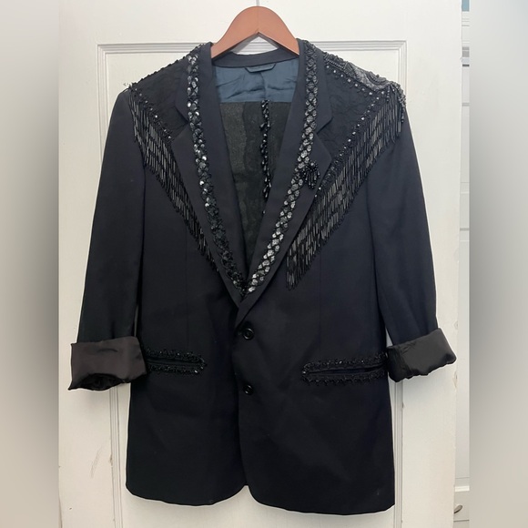 ‼️ONE OF A KIND! Pura Lana Vergine Stunning Embellished Blazer, Bustier and Jean - Picture 3 of 15